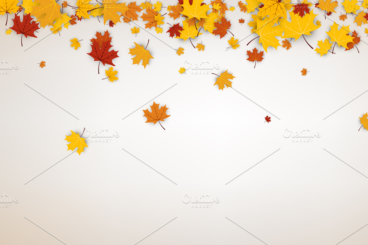 Golden autumn set with maple leaves, a Decorative Illustration by Vjom (Photo 2 of 13)