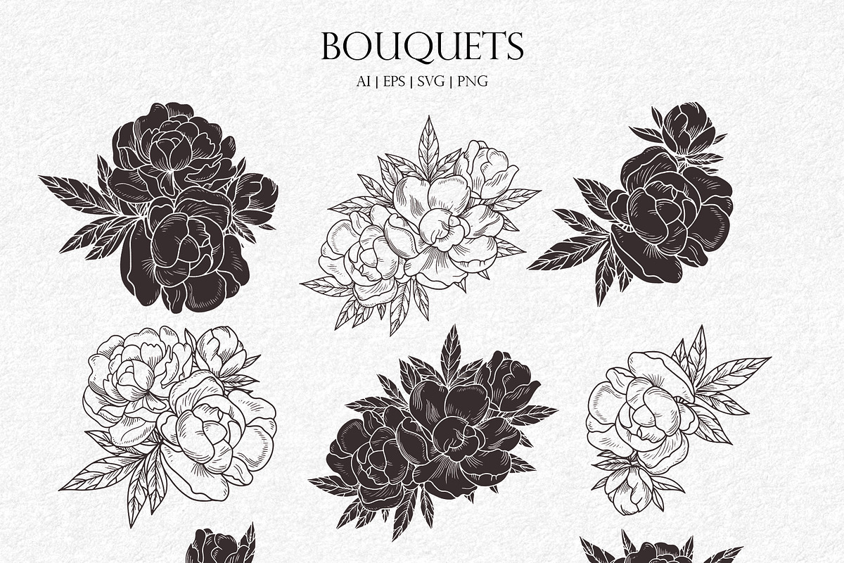 Peonies Line Art SVG, AI, EPS, PNG, a Decorative Illustration by InstaDesignPro (Photo 10 of 12)