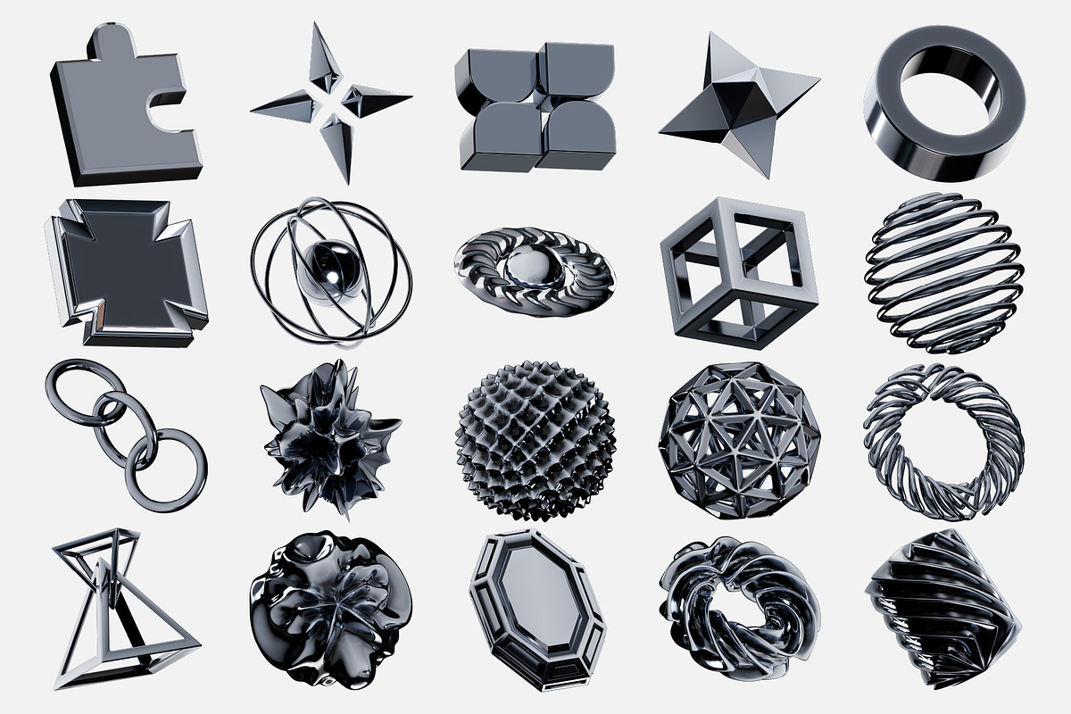Abstract Chrome 3D Icon Set, an Object 3D Model by Eklip Studio (Photo 5 of 6)