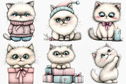 Whimsical Christmas Cute Cat Clipart, an Illustration by Canvas Craft (Thumbnail 4 of 7)