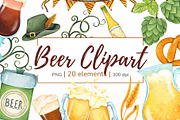 Beer Clipart PNG Set, a Food Illustration by Mespilia (Thumbnail 1 of 5)
