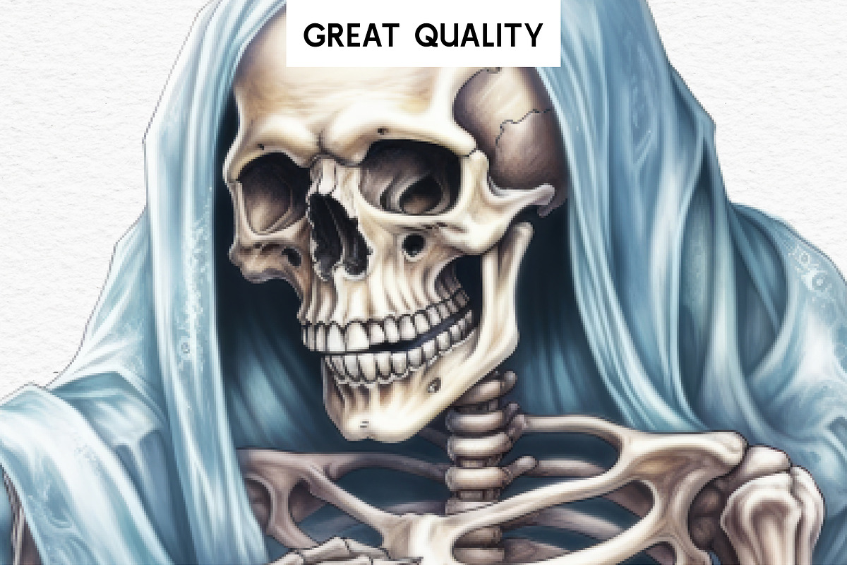 Cute Skeleton Skull Halloween Creepy, a Seasonal Illustration by Rabbit Heart (Photo 4 of 10)