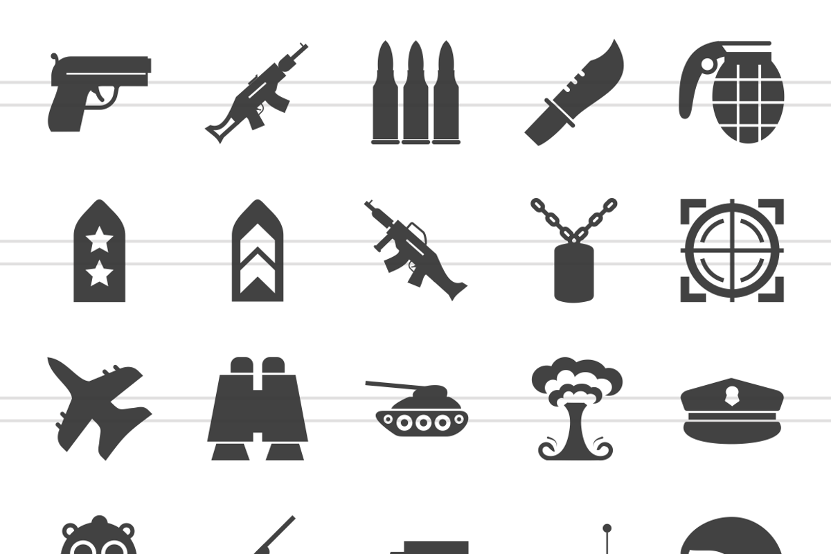 50 Military Glyph Icons preview 2