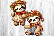 Cute Autumn Sloth Clipart Set, a Seasonal Illustration by V Design Creator (Thumbnail 3 of 9)