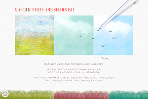 Garden Trees Scenes Procreate Kit