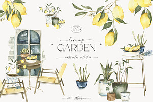 Watercolor Lemons Garden collection
