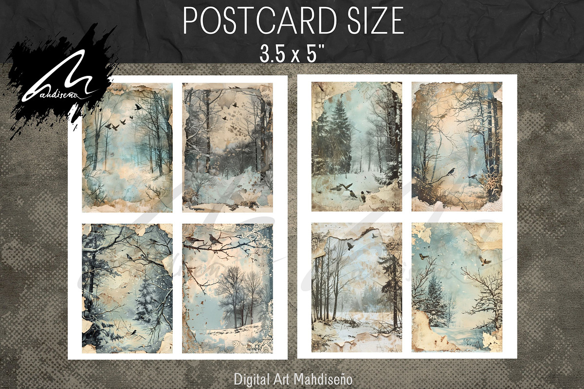 Winter Forests, Grunge Journal Pages, a Seasonal Illustration by Digital Art Mahdiseño (Photo 8 of 9)