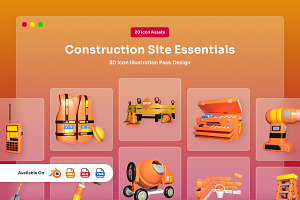 Construction Site Essentials 3D Icon, an Object Graphic by twinstd