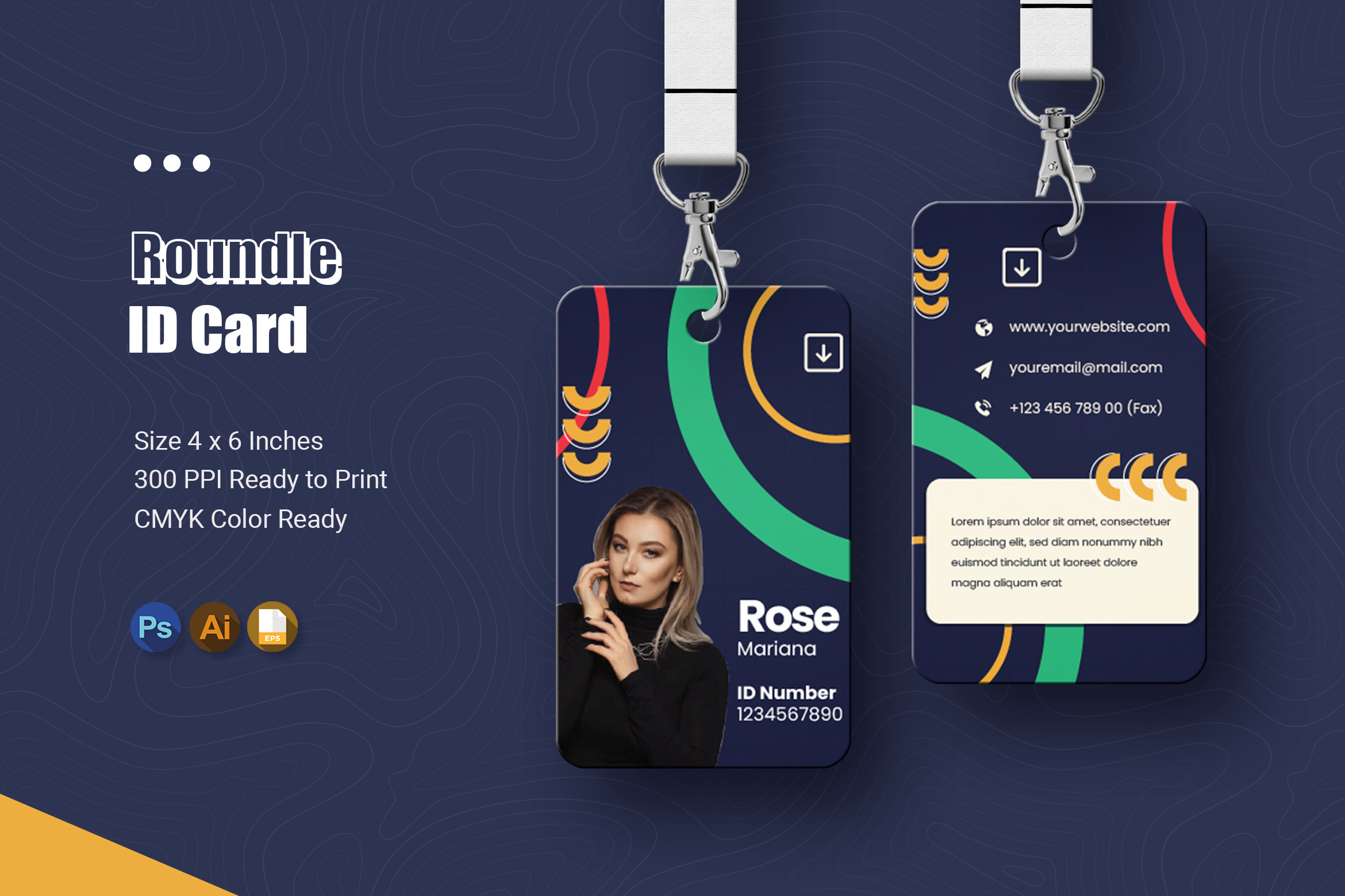 Roundle Dark Blue ID Card, a Card Template by Esensifiksi.studio