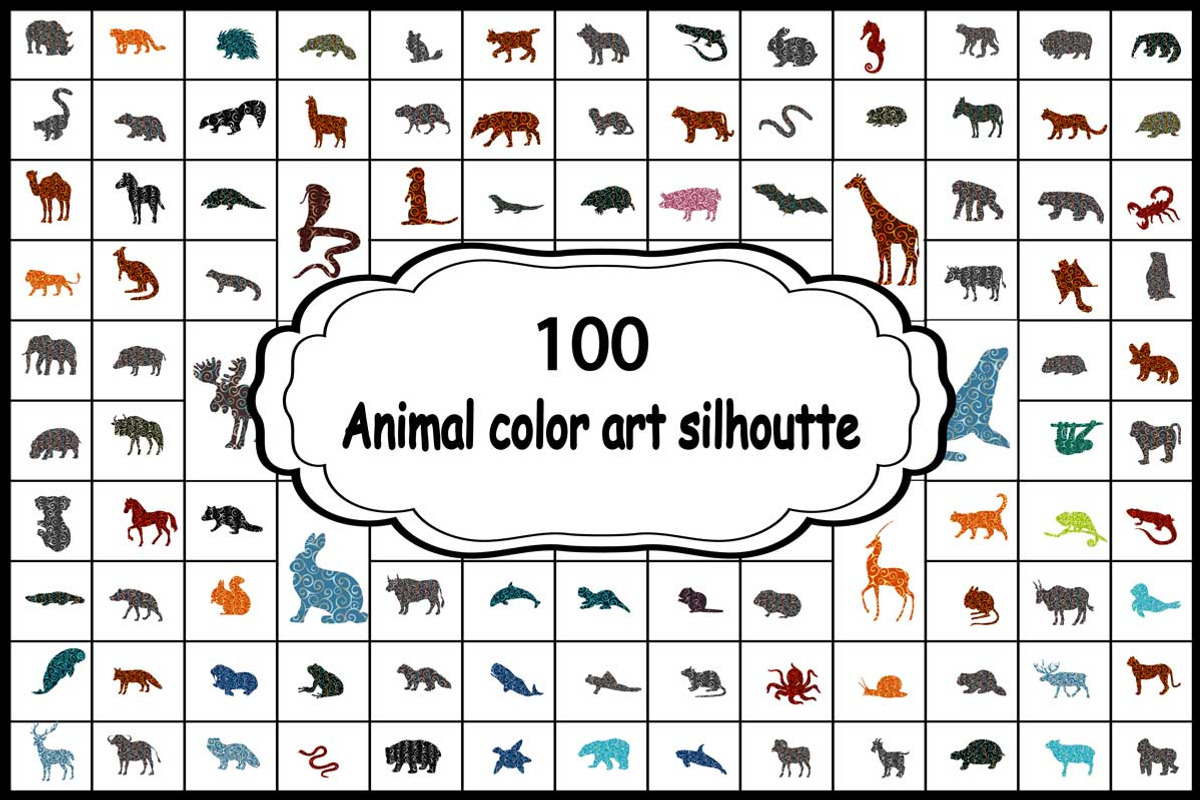 Set 100 colorful silhouettes animals, an Outline Icon by kozyrevaelena (Photo 1 of 5)