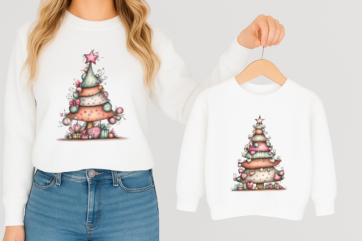 Whimsical Christmas Tree Clipart Bun, an Illustration by designcity5 (Photo 3 of 5)