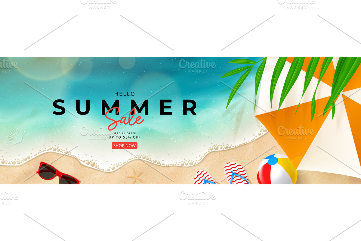 Bright summer sale background, an Illustration by Andrey Yaroslavtsev