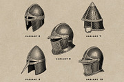 Medieval Helmet Engraving Collection, an Object Illustration by Kaizla03 (Thumbnail 4 of 5)