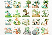 Watercolor Dinosaur Clipart Set, an Animal Illustration by Nicolle's Colorful Art (Thumbnail 2 of 8)