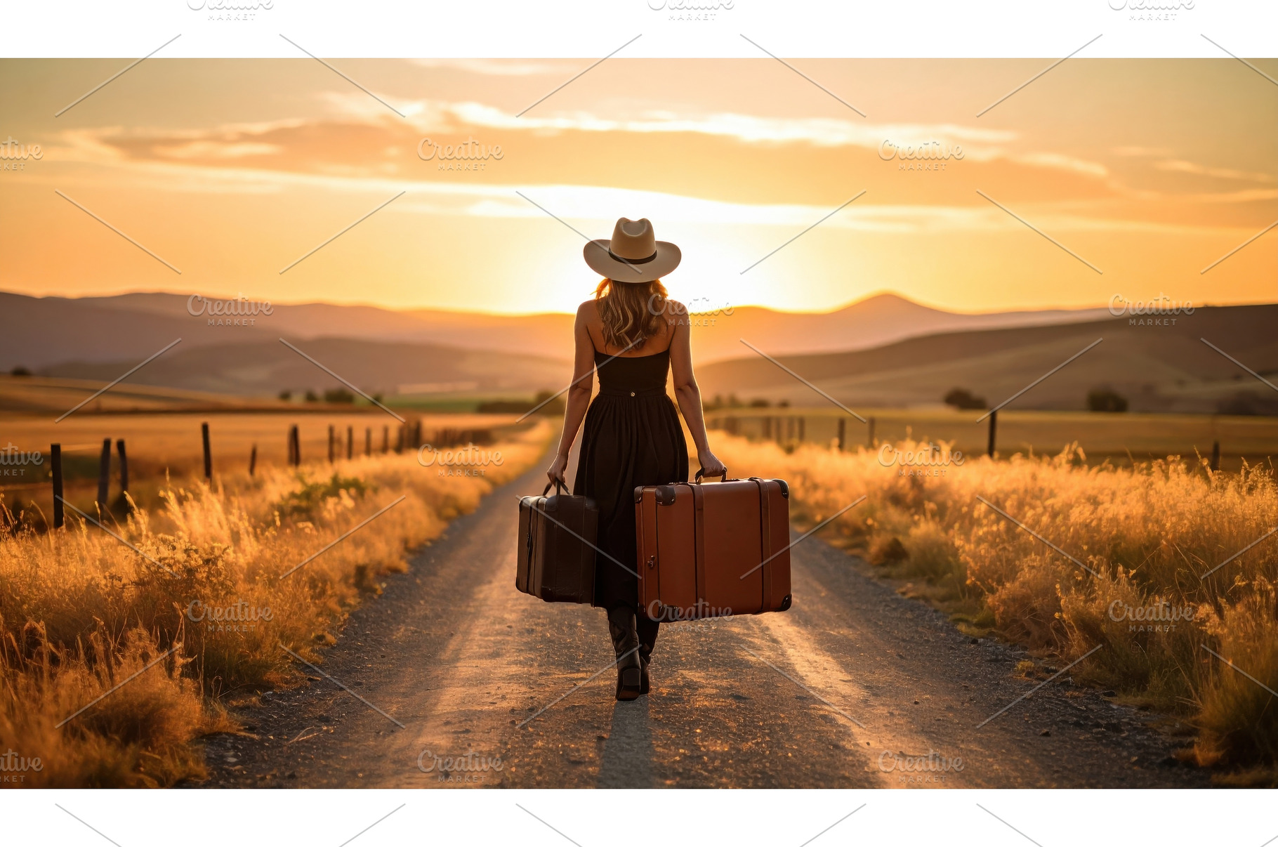 A woman walks down a rural road at, a Background Photo by Igor Tichonow