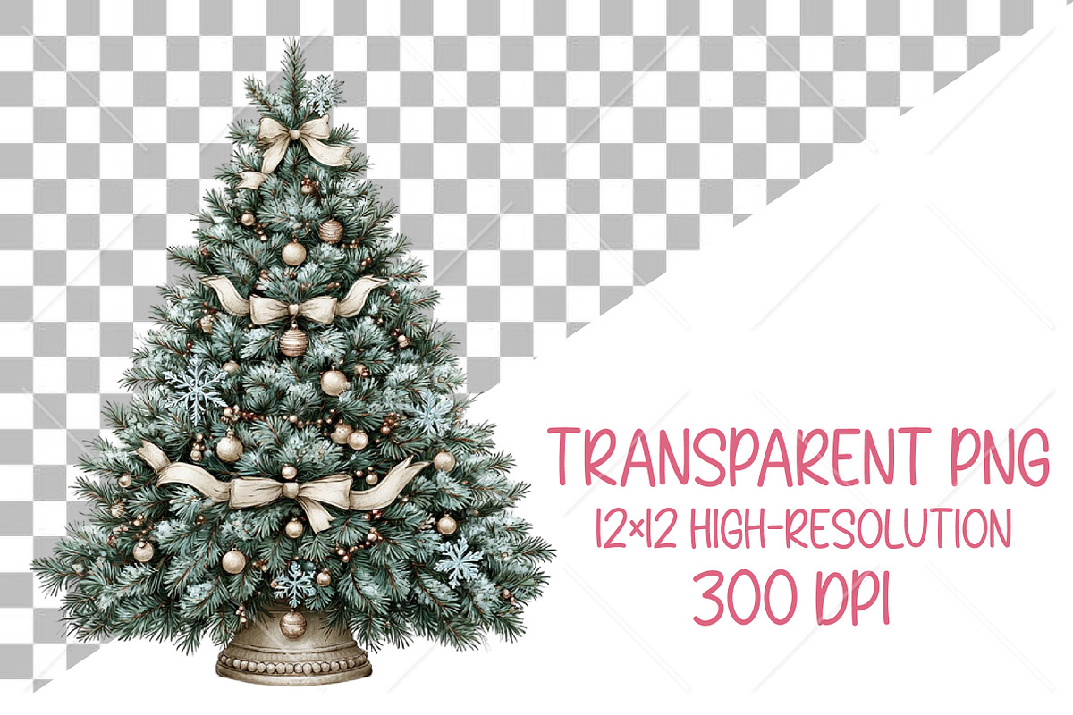 Whimsical Christmas Tree Clipart, a Seasonal Illustration by Canvas Craft (Photo 2 of 10)