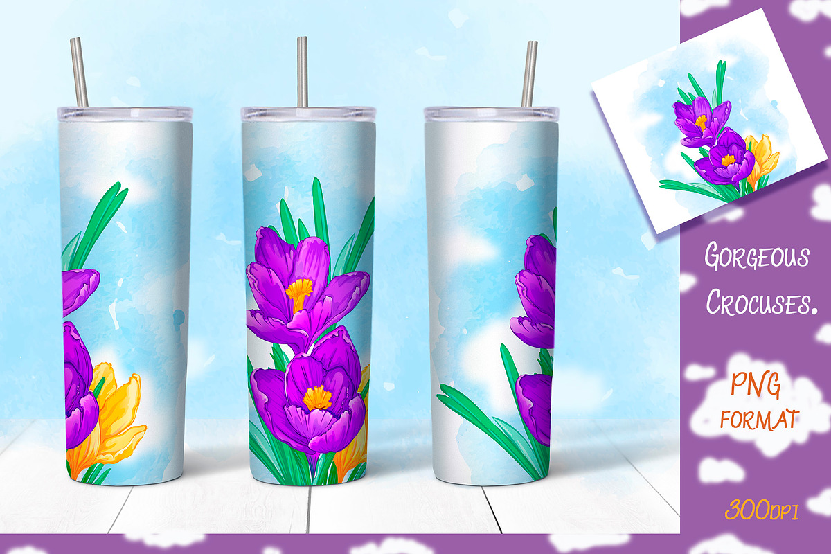 Crocuses. Tumbler sublimation, a Pattern Graphic by Maycat_store (Photo 2 of 5)