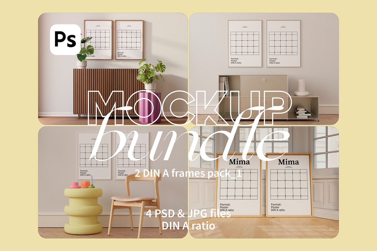 Two Frame Mockups DIN A Ratio, a Household Mockup by Bonumo (Photo 1 of 9)