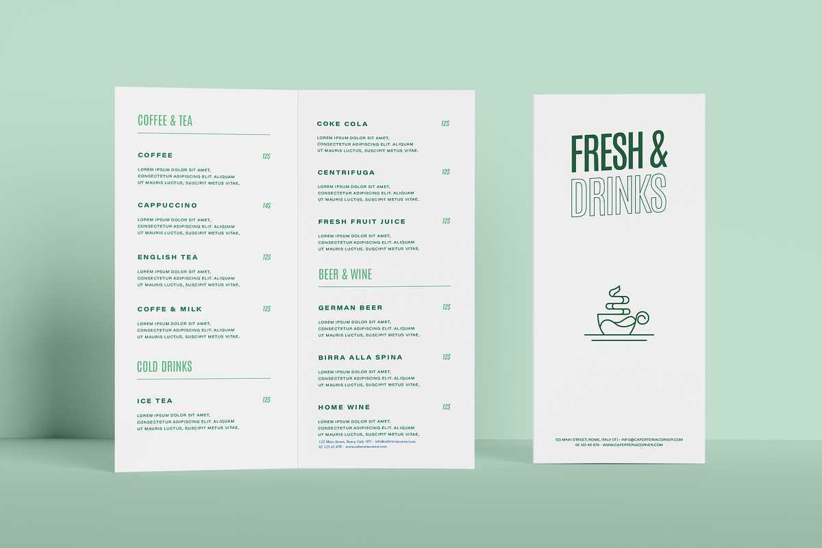 Restaurant Menu Mockup Two Fold, a Books & Magazine Mockup by Catkie - Digital Art (Photo 5 of 7)