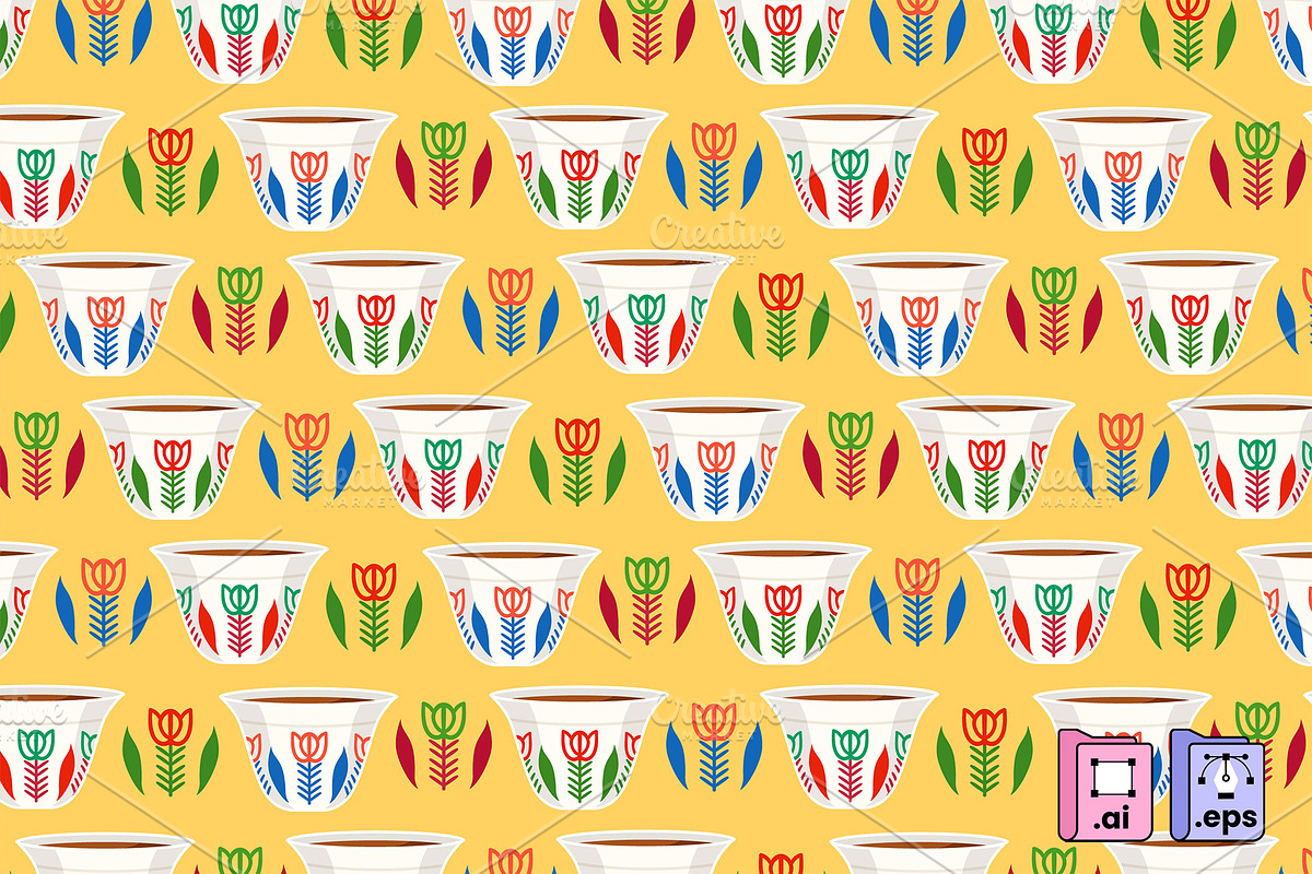 Lebanese Arabic Coffee Cup Pattern, a Pattern Graphic by MISS CHATZ (Photo 2 of 3)