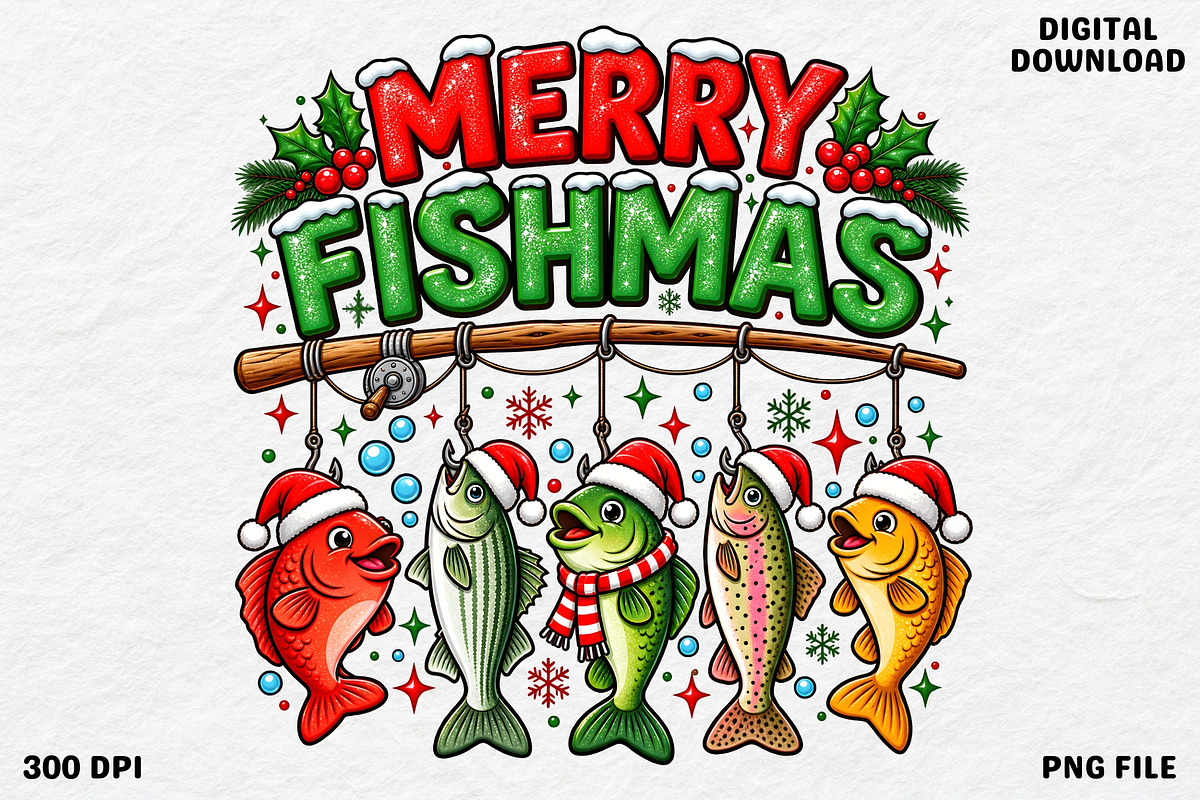 Merry Fishmas Funny Christmas PNG, an Object Graphic by Zahyl Studio (Photo 1 of 7)