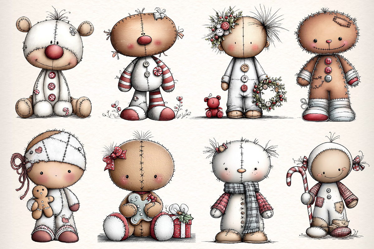 Whimsical Dolls Clipart Bundle, an Illustration by Dream Creation (Photo 5 of 7)