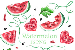 Watercolor watermelon png clipart