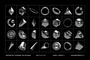 3D Geometry Chrome 85 Illustrations