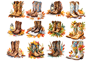 Autumn Cowboy Boots Clipart, a Decorative Illustration by stickermadness (Thumbnail 3 of 4)