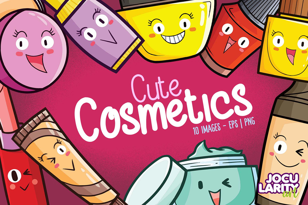 Cute Cosmetics Characters Cartoon, an Object Illustration by Jocularity Art (Photo 1 of 3)