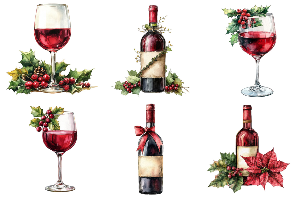 Christmas Red Wine Clipart, an Illustration by Daily.Designs (Photo 3 of 5)