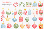 Merry Christmas watercolor clip art, a Seasonal Illustration by Vavavan Artwork (Thumbnail 2 of 5)
