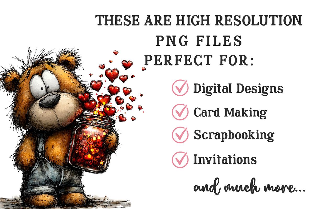 Whimsical Valentine Teddy Clipart, an Illustration by OK Design (Photo 4 of 6)