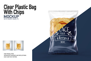 Clear Plastic Bag With Chips Mockup