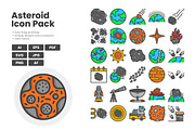 Asteroid Outline Color Icon Pack, a Duotone Icon by erifqizeicon (Thumbnail 1 of 3)