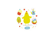 Happy Easter vector set with bunny, a Decorative Illustration by Barkova Nadya (Thumbnail 4 of 6)