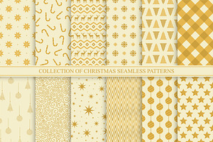 Christmas seamless golden patterns