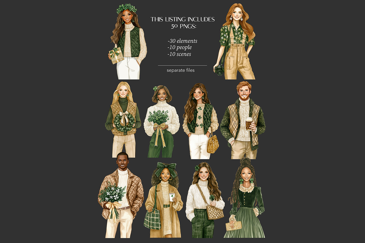 St Patricks Day Clipart, a Person Illustration by GlamArtZhanna (Photo 7 of 8)