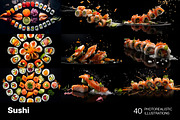 Sushi Art - 40 images, a Food Illustration by Handmadefont (Thumbnail 3 of 12)