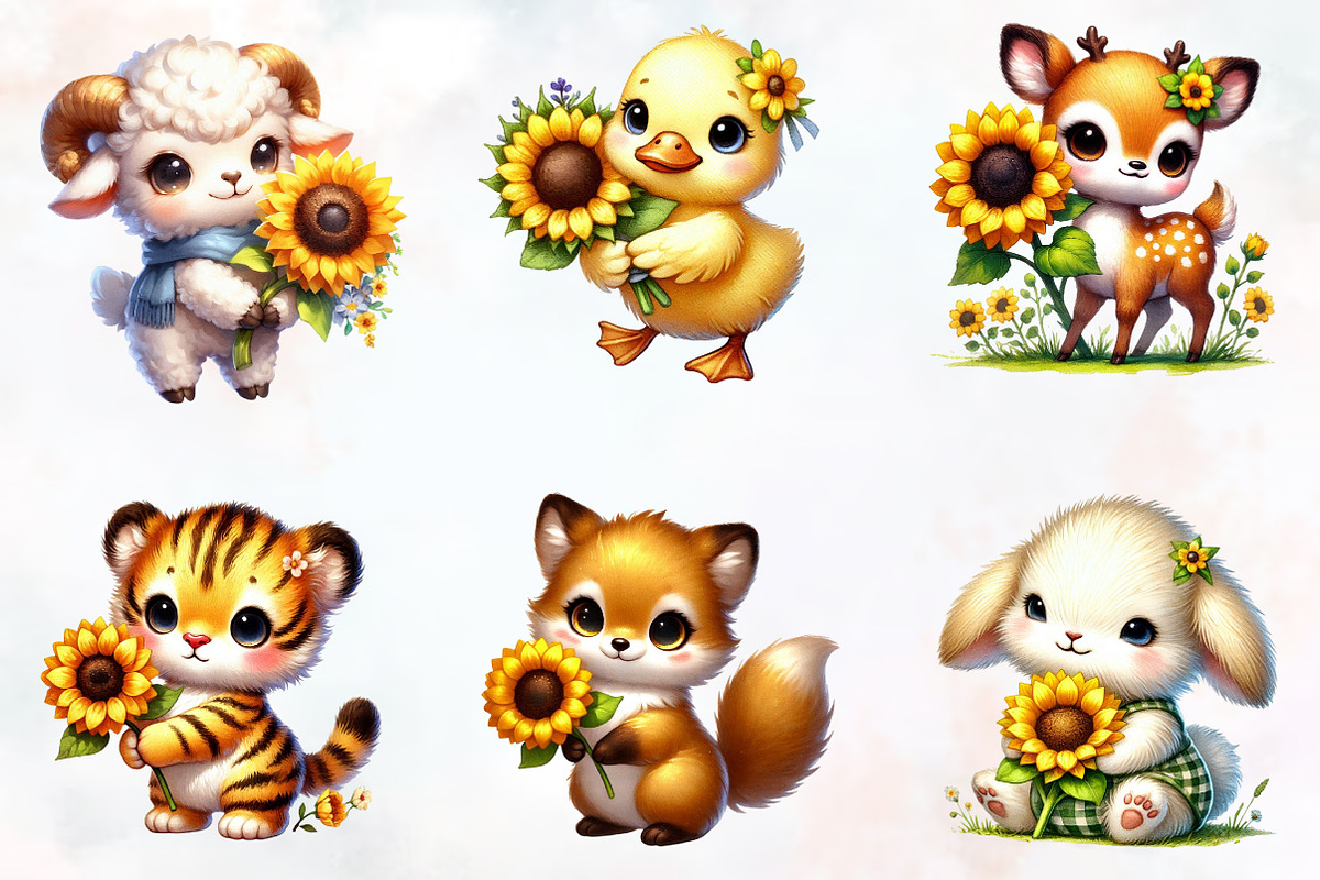 spring animal sunflowers sublimation, an Illustration by RobertsArt (Photo 2 of 4)