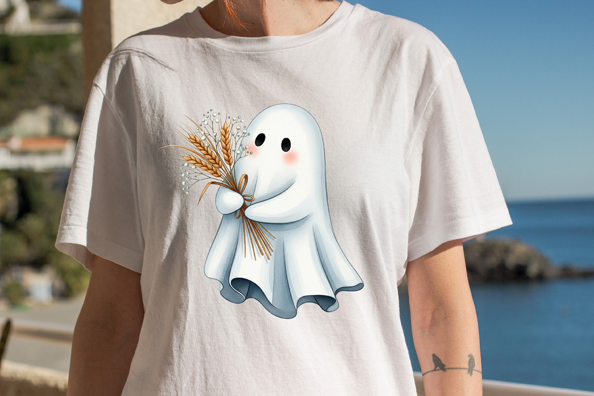Boho Fall Halloween Ghost  Clipart B, an Illustration by SVGArt (Photo 8 of 8)