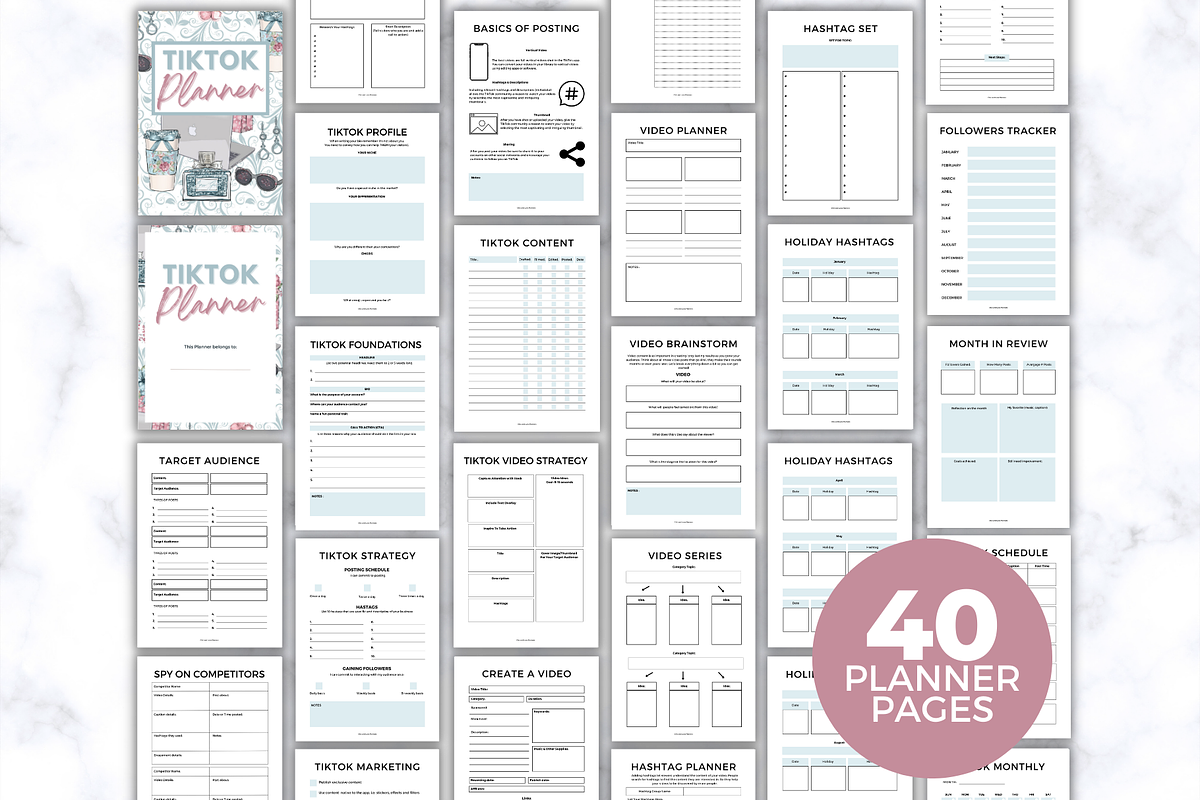 TikTok Printable Planner & Workbook, a Stationery Template by Jennifer Magri Templates (Photo 2 of 8)