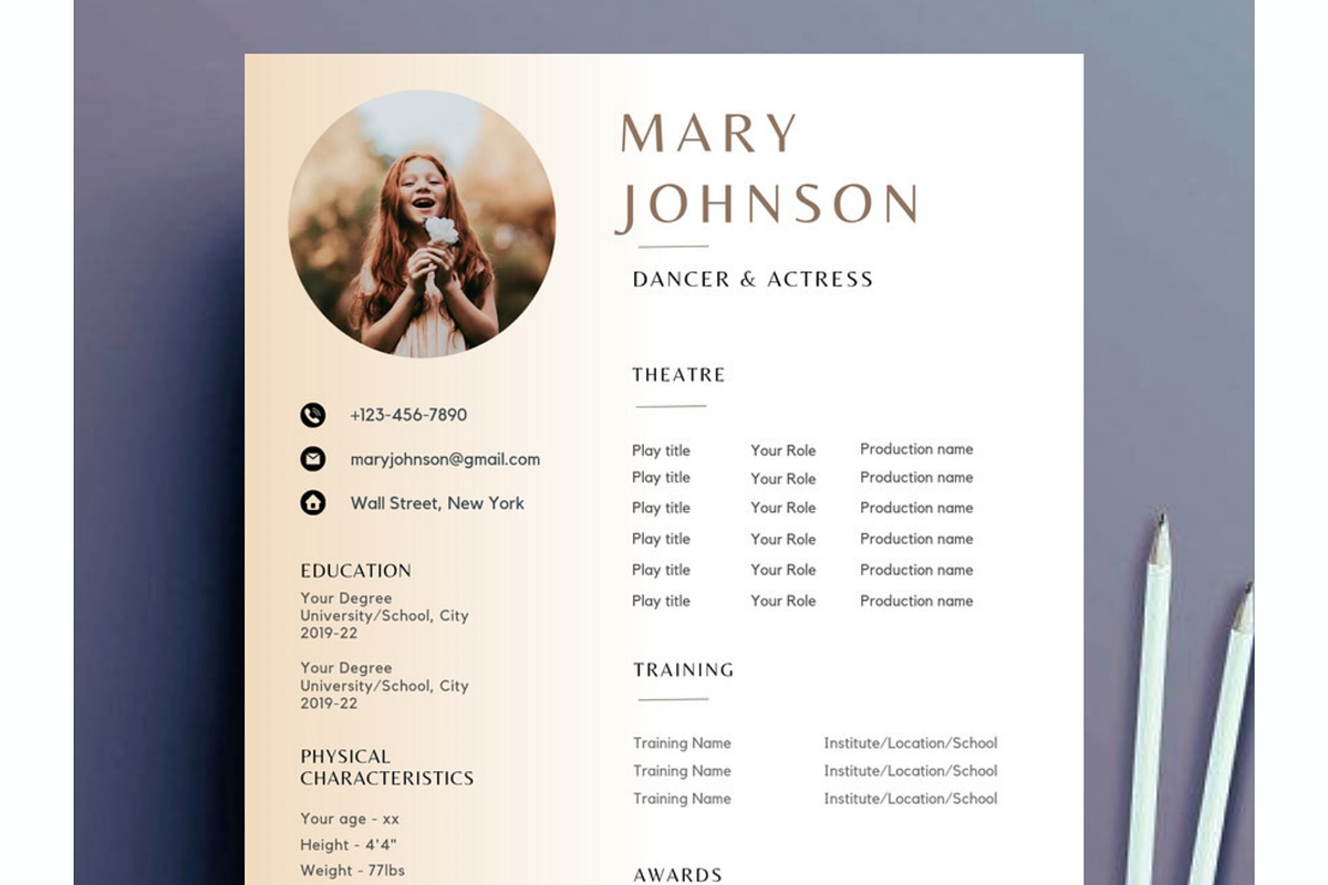 Child Actor Resume Template CANVA, a Resume Template by Climbwithelevator (Photo 1 of 8)