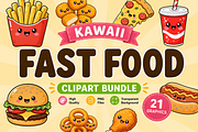 Kawaii Fast Food Clipart Collection, a Food Illustration by QM_ART (Thumbnail 1 of 4)