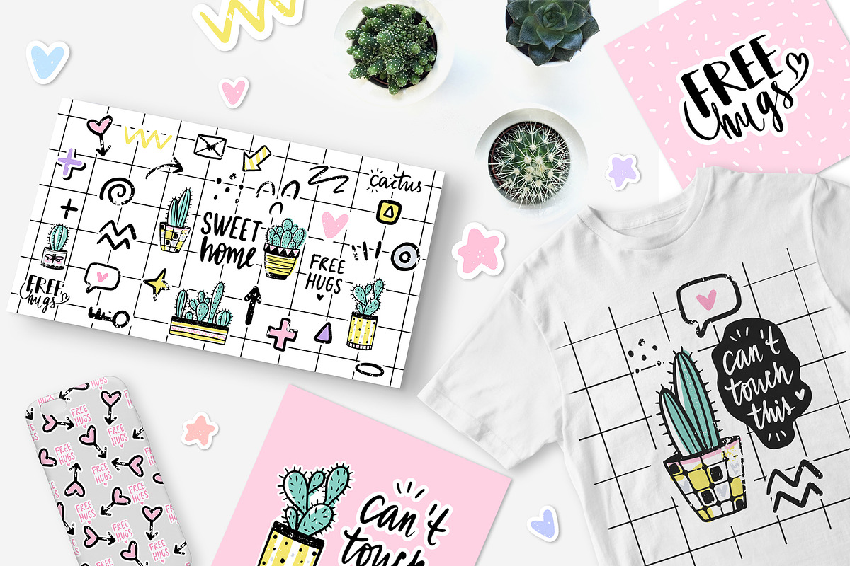 Cacti set. Vector cactus., a Decorative Illustration by Yana Lesiuk (Photo 5 of 5)