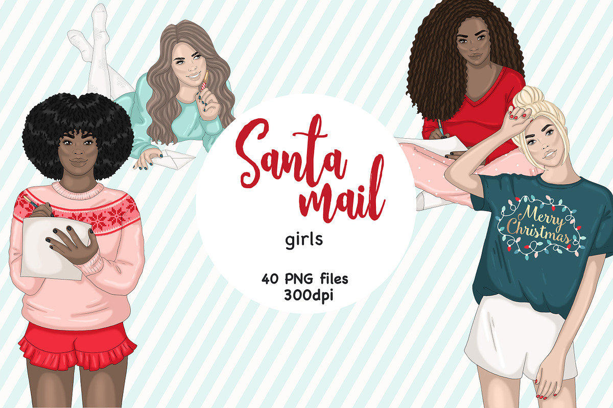 Santa Mail Girls Cliparts, a Person Illustration by GlamArtZhanna (Photo 1 of 4)