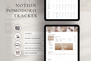 Digital Notion Pomodoro Planner