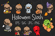 Halloween Sloth, Set of Cute Animal, an Animal Illustration by ArtVarStudio (Thumbnail 1 of 3)