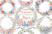 Watercolor Floral Wreaths Clipart, an Object Illustration by CraftArtStudio (Thumbnail 1 of 4)
