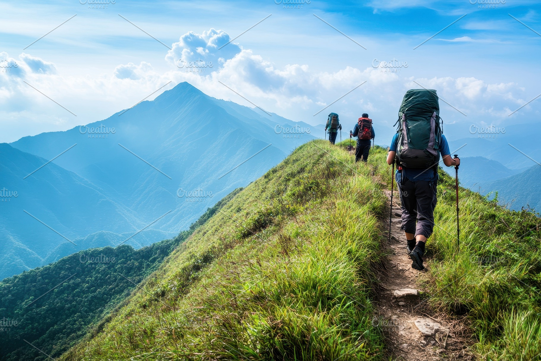 Natures vastness welcomes hikers, a Photo by Pavel_design